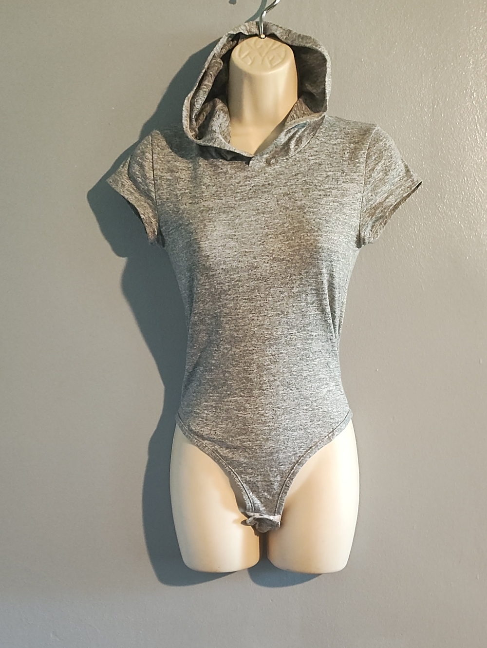 Women's Gray With Black Blends Hooded Bodysuit Like New